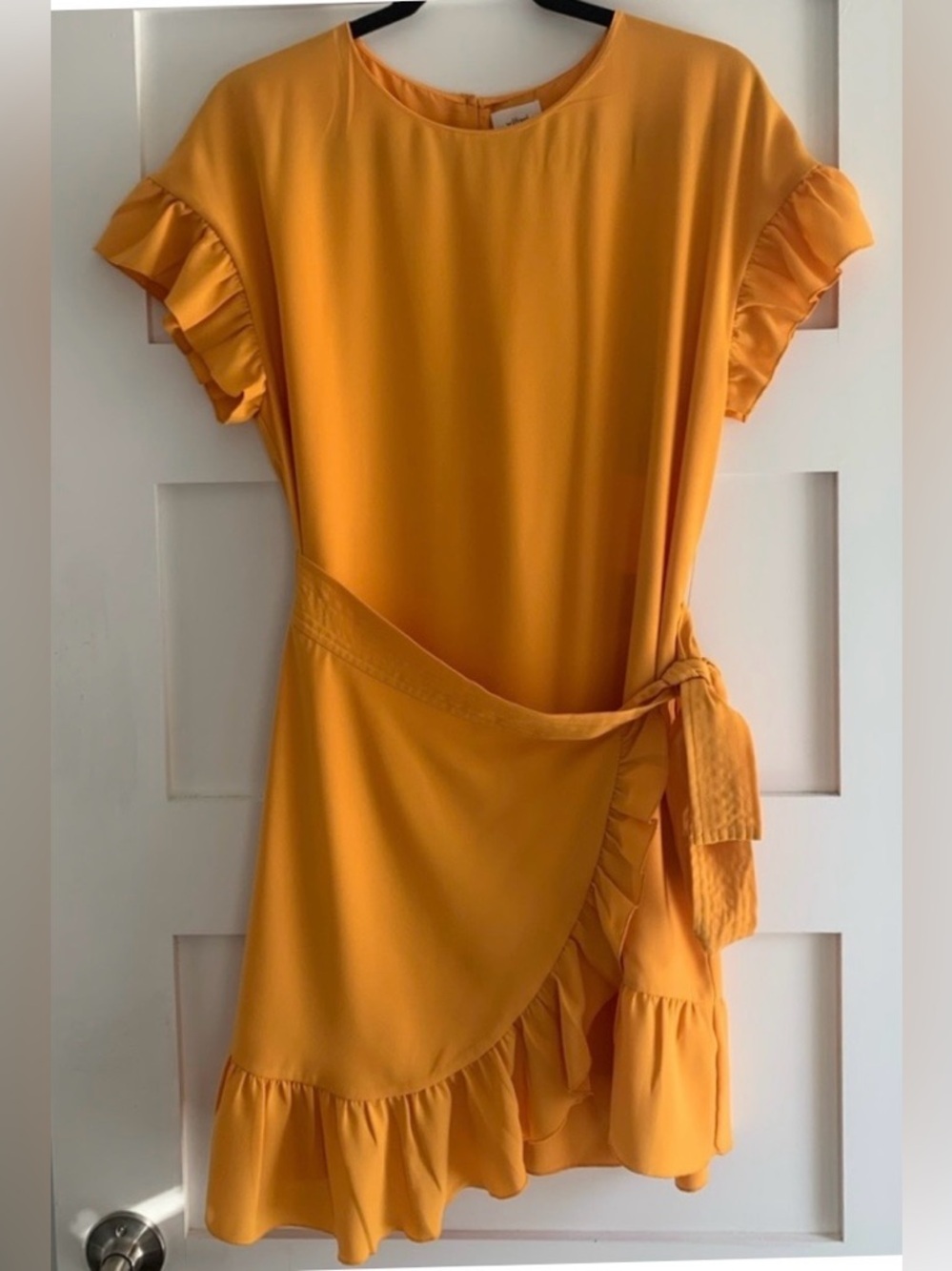 NEW Wilfred Ninette Ruffle Wrap Dress Orange Tuscan Sun Cottagecore Side Tie